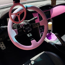 Load image into Gallery viewer, Suede Deep Dish Heart Release Steering Wheel Custom Shift