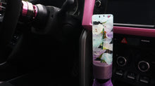 Load image into Gallery viewer, Cylinder shift knob with mulit-colored flowers and a lavender base