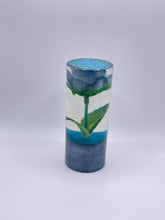 Load image into Gallery viewer, Blue/grey Rose with Blue Glitter Cylinder Shift Knob Custom Shift