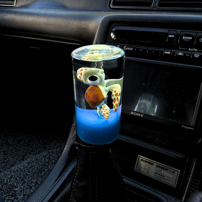 Turtle Shift Knob with a Blue Base Custom Shift