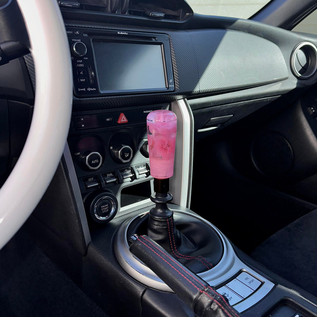 Shift Knob with Light Pink Flowers and a Sparkly Base (Copy) Custom Shift