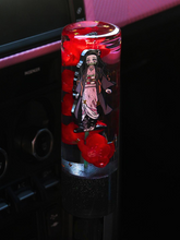 Load image into Gallery viewer, Nezuko Figpin with red flowers and a glittery black base Custom Shift
