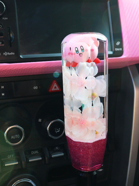 Kirby figure, light pink flowers and a glittery pink base Custom Shift