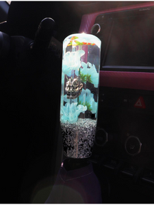 Silver oni masks, light blue flowers and silver flake base Custom Shift