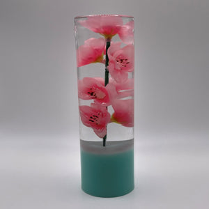 5" Shift knob with pink cherry blossoms and a mint green base