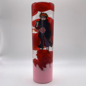 6" Shift knob with pain pin red peonies and a pink base