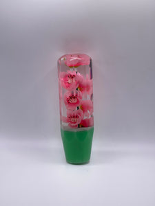 Pink Cherry Blossoms with a Green Base Shift Knob Custom Shift