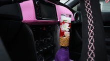 Load image into Gallery viewer, Cylinder shift knob with red and white flowers and a gold flake base
