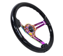 Load image into Gallery viewer, NRG- Reinforced Steering Wheel with Slotted Neo Chrome Spokes and a Multi-Colored Flake Grip
