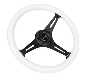 NRG Steering Wheel with Black Spokes and a White Glowing Grip