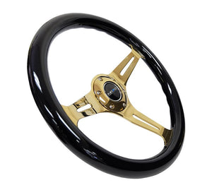 NRG Steering Wheel with Gold Spokes and a Black Grip