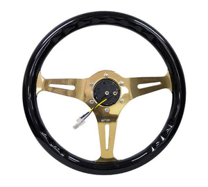 NRG Steering Wheel with Gold Spokes and a Black Grip