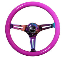Load image into Gallery viewer, NRG Steering Wheel with Neo Chrome Spokes and a Neon Purple Grip
