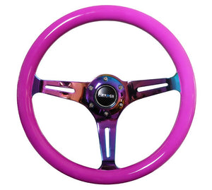 NRG Steering Wheel with Neo Chrome Spokes and a Neon Purple Grip