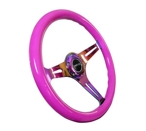 NRG Steering Wheel with Neo Chrome Spokes and a Neon Purple Grip