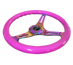 NRG Steering Wheel with Neo Chrome Spokes and a Neon Purple Grip