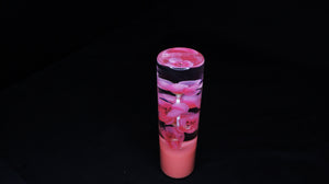 7 Inch Cylinder with Pink Cherry Blossoms and a Peach Base