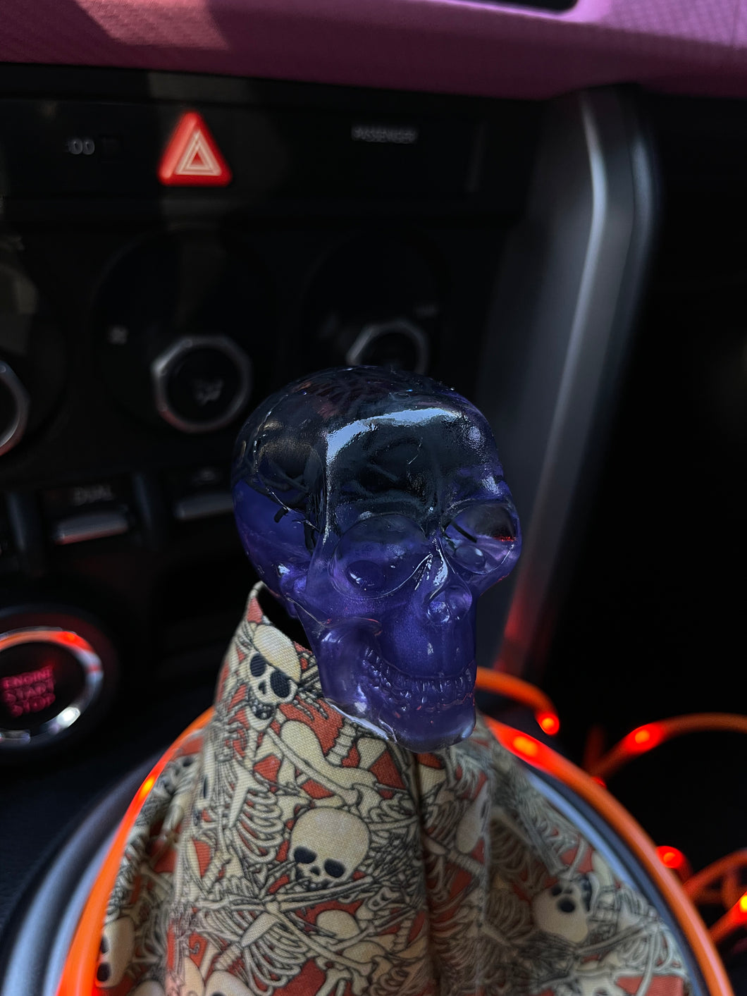 Skull shift knob with spiders and purple base Custom Shift